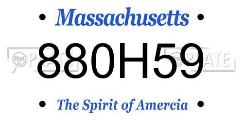 880H59 Massachusetts License Plate