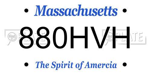 880HVH Massachusetts License Plate