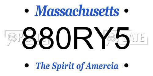 880RY5 Massachusetts License Plate