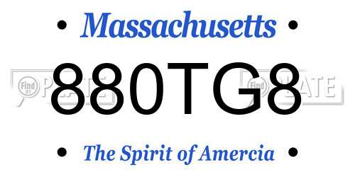 880TG8 Massachusetts License Plate