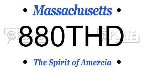 880THD Massachusetts License Plate