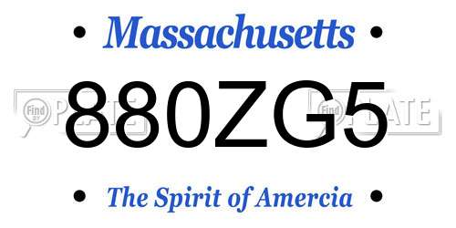 880ZG5 Massachusetts License Plate
