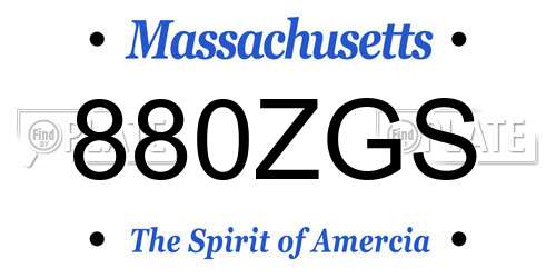 880ZGS Massachusetts License Plate
