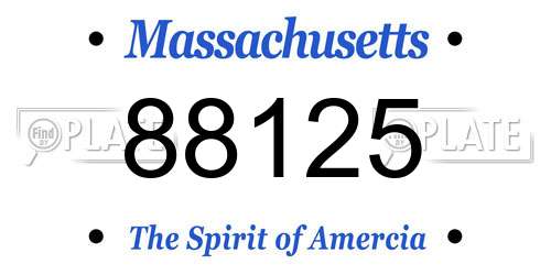 88125 Massachusetts License Plate