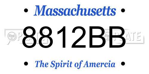 8812BB Massachusetts License Plate