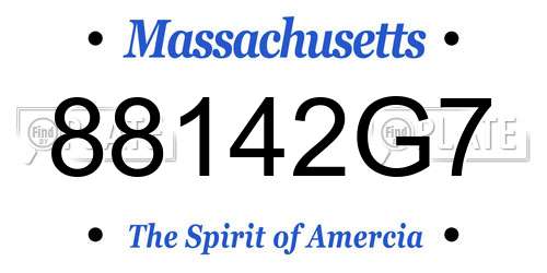 88142G7 Massachusetts License Plate
