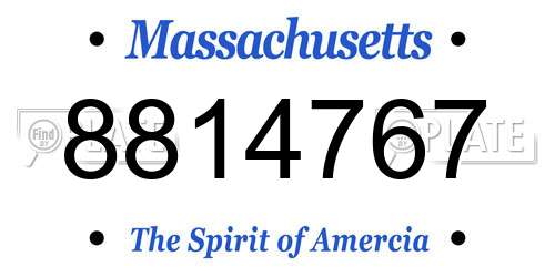 8814767 Massachusetts License Plate