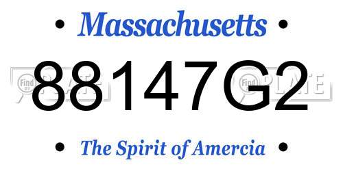 88147G2 Massachusetts License Plate