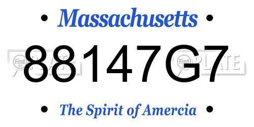 88147G7 Massachusetts License Plate