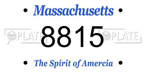 8815 Massachusetts License Plate
