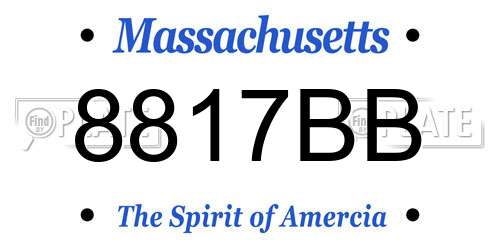 8817BB Massachusetts License Plate