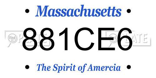 881CE6 Massachusetts License Plate