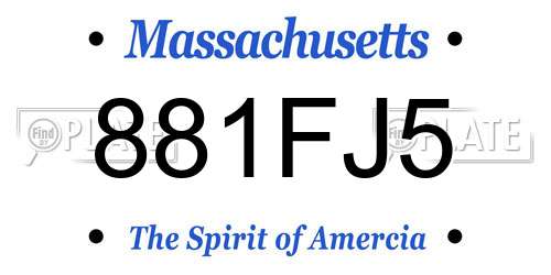 881FJ5 Massachusetts License Plate