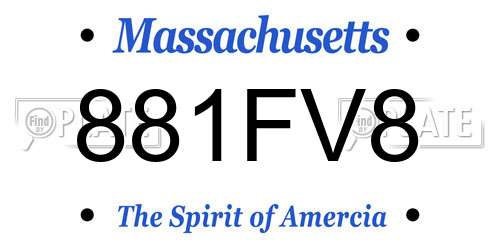 881FV8 Massachusetts License Plate
