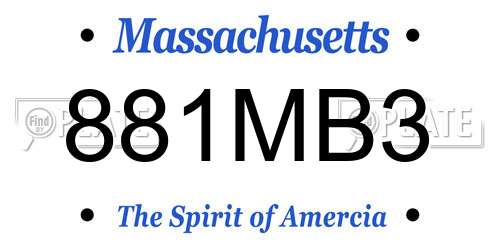 881MB3 Massachusetts License Plate