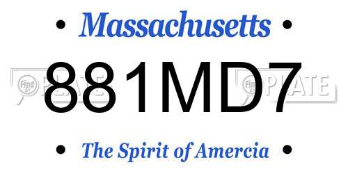 881MD7 Massachusetts License Plate