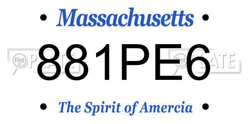 881PE6 Massachusetts License Plate
