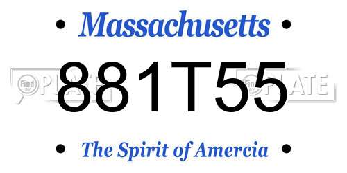 881T55 Massachusetts License Plate