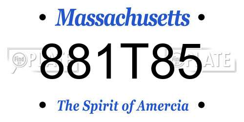 881T85 Massachusetts License Plate