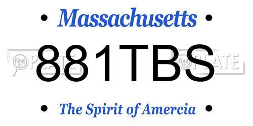881TBS Massachusetts License Plate