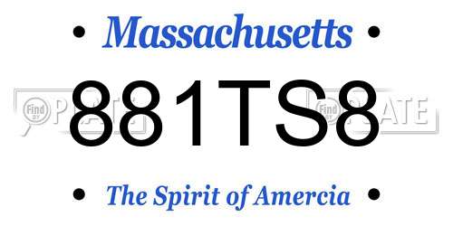 881TS8 Massachusetts License Plate