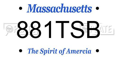 881TSB Massachusetts License Plate