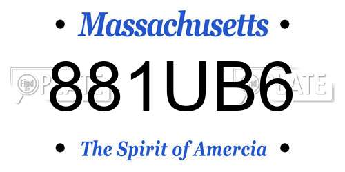 881UB6 Massachusetts License Plate