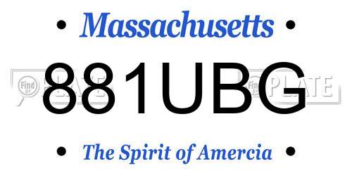 881UBG Massachusetts License Plate
