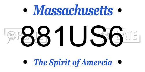 881US6 Massachusetts License Plate