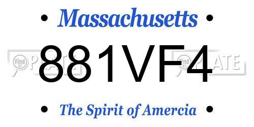 881VF4 Massachusetts License Plate