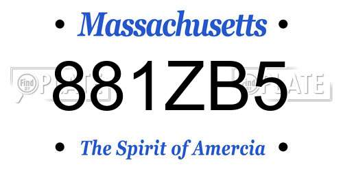 881ZB5 Massachusetts License Plate