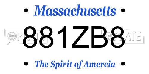 881ZB8 Massachusetts License Plate