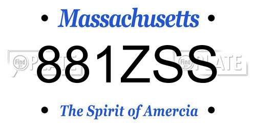 881ZSS Massachusetts License Plate