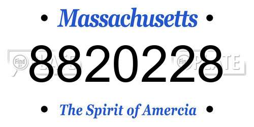 8820228 Massachusetts License Plate