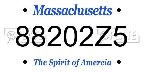 88202Z5 Massachusetts License Plate