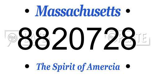 8820728 Massachusetts License Plate