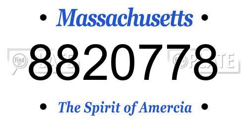 8820778 Massachusetts License Plate
