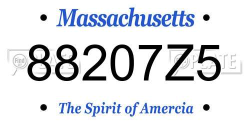 88207Z5 Massachusetts License Plate