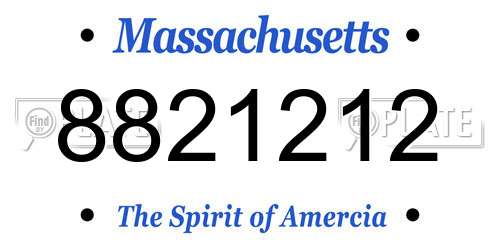 8821212 Massachusetts License Plate