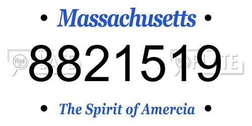 8821519 Massachusetts License Plate