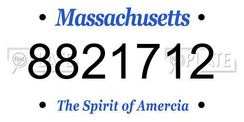 8821712 Massachusetts License Plate