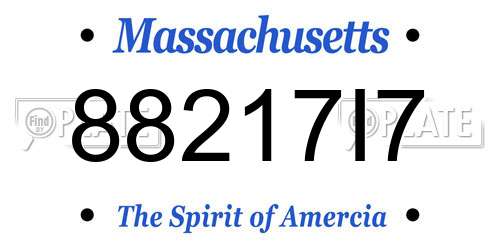 88217I7 Massachusetts License Plate