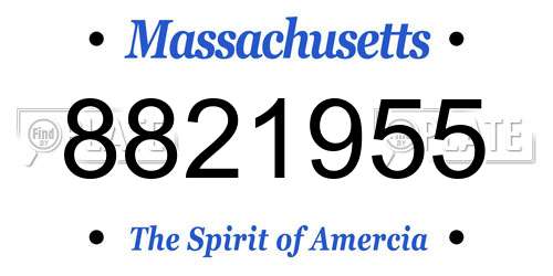 8821955 Massachusetts License Plate