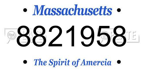 8821958 Massachusetts License Plate