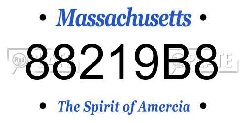 88219B8 Massachusetts License Plate