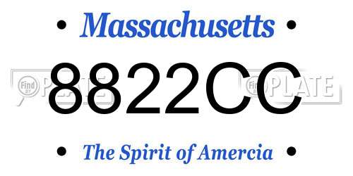 8822CC Massachusetts License Plate
