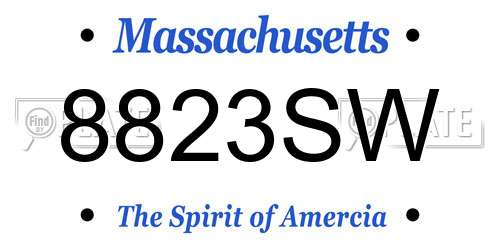 8823SW Massachusetts License Plate