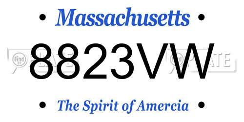 8823VW Massachusetts License Plate