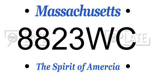 8823WC Massachusetts License Plate