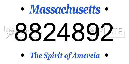 8824892 Massachusetts License Plate